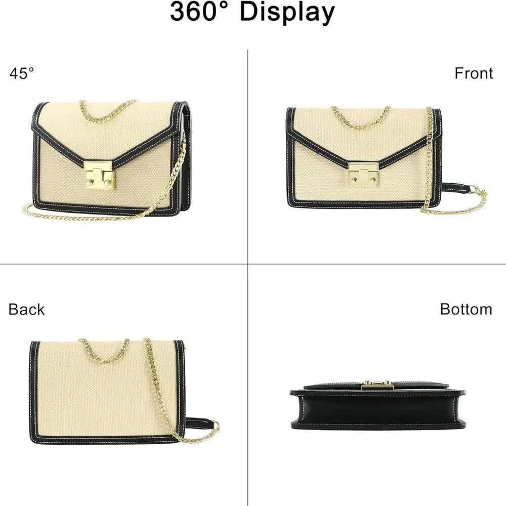 Women Wallet Crossbody Purse Leather Textile Mini Shoulder Bag Elegant Evening